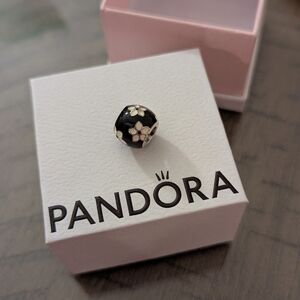 Pandora Black and Cream Floral Charm